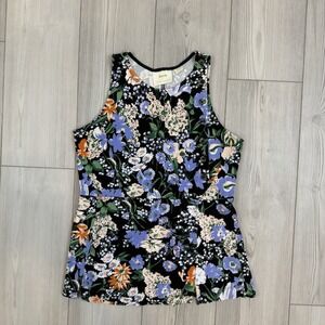 Maeve By Anthropologie Brenner Floral Peplum Sleeveless Top Womens Medium